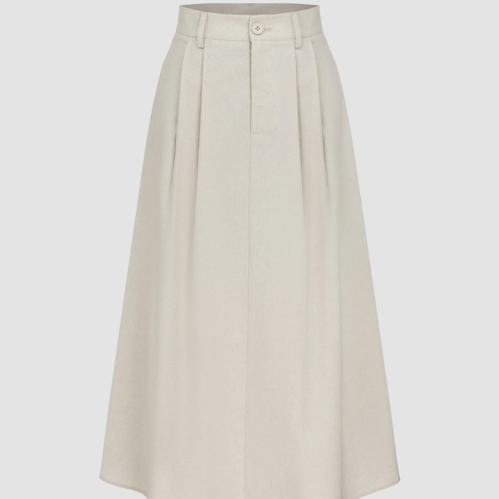Linen blend beige vest & skirt